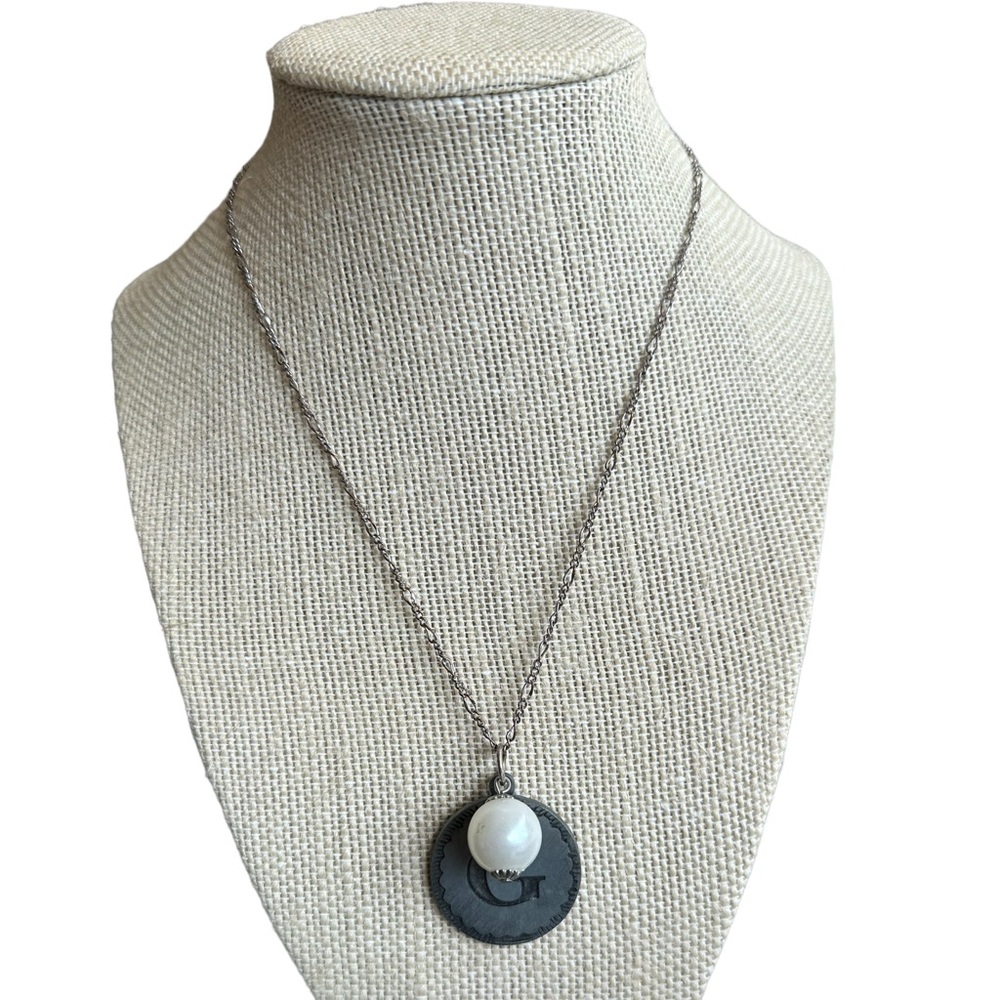 Silver and Grey Letter G Pendant Necklace